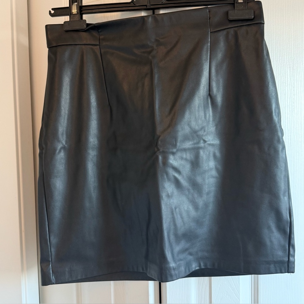 Dynamite Black Faux Leather A-Line Mini Skirt